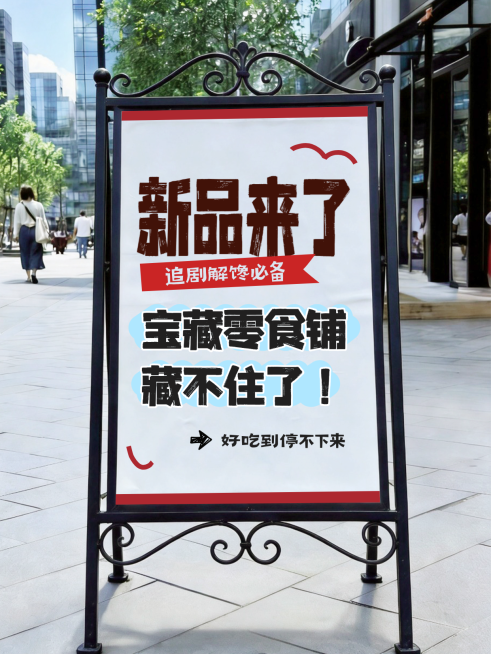 零食新品上市营销卖货街道实景风小红书封面预览效果