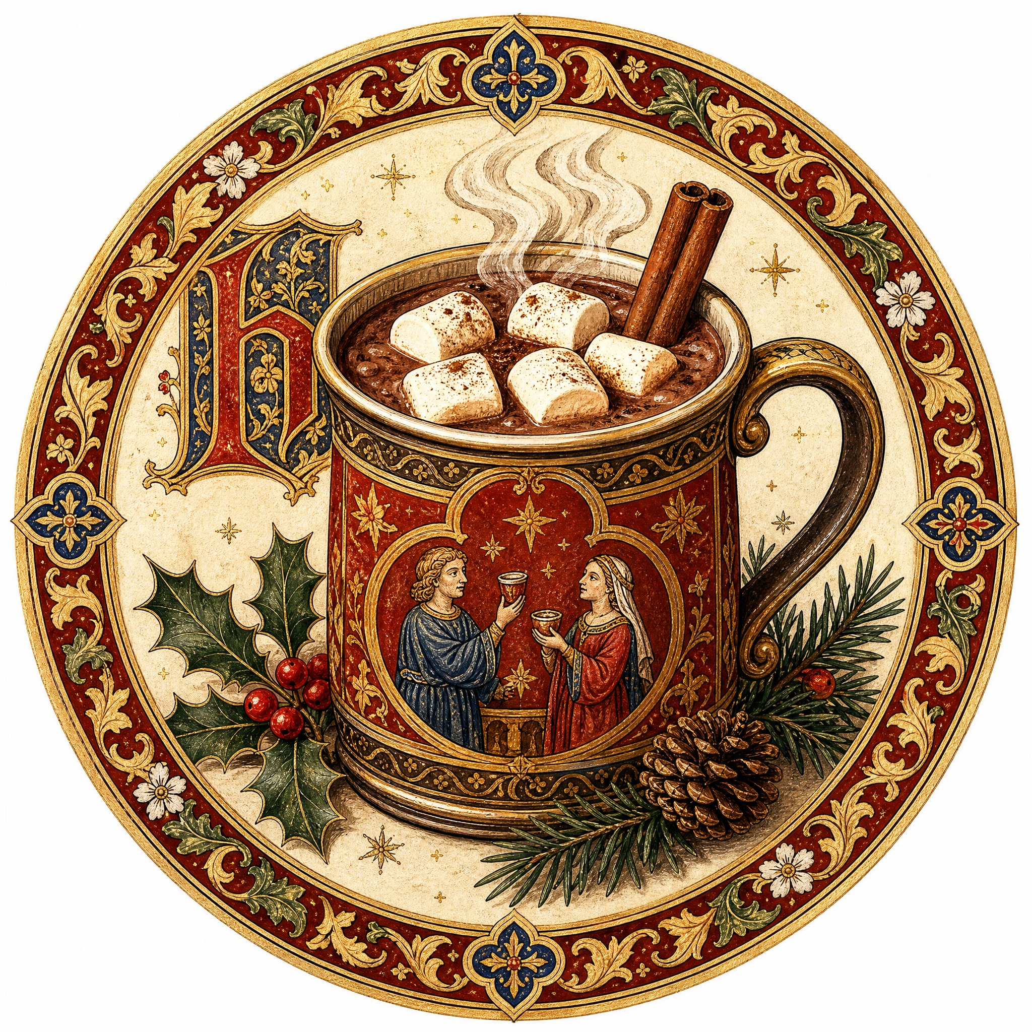 Christmas sticker, medieval ill… - 图片创意预览