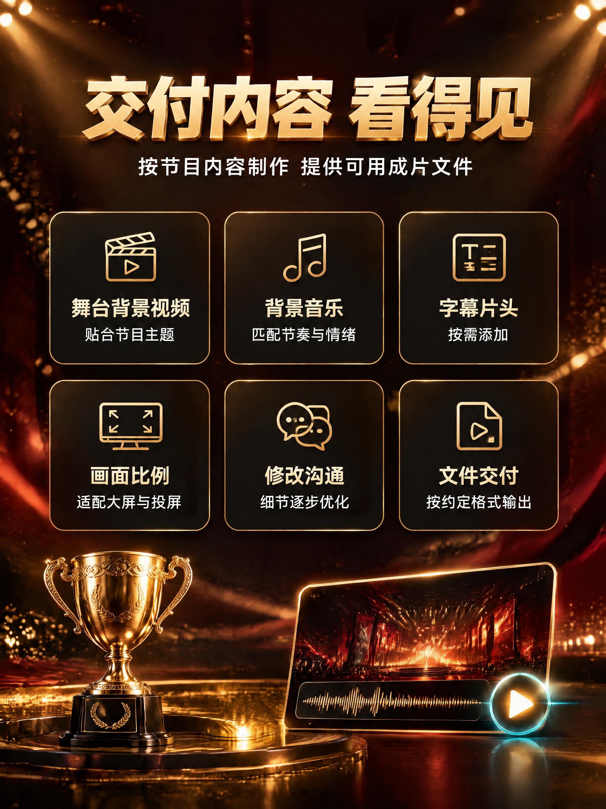 [商品] 使用【图1】的金色奖杯与坤金立体字质感、【图3】的浅… - 图片创意预览