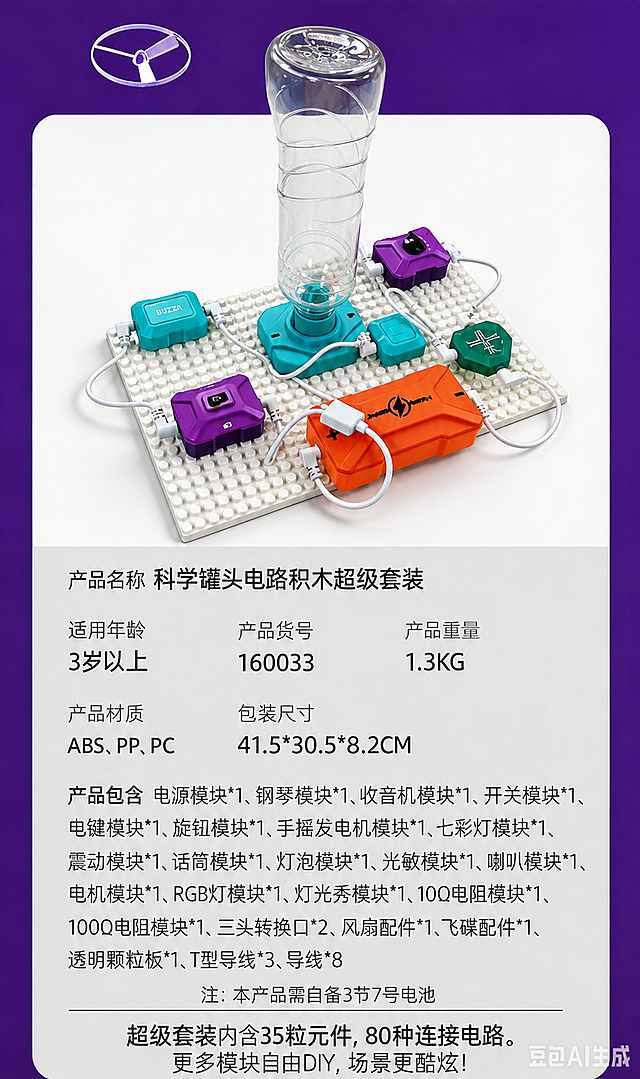 将产品调整为更突出的展示角度（如略微俯视+微侧视角），并适当放大产品主体，使其在画面中更醒目；保持背景、文字信息、排版布局及其他元素完全不变