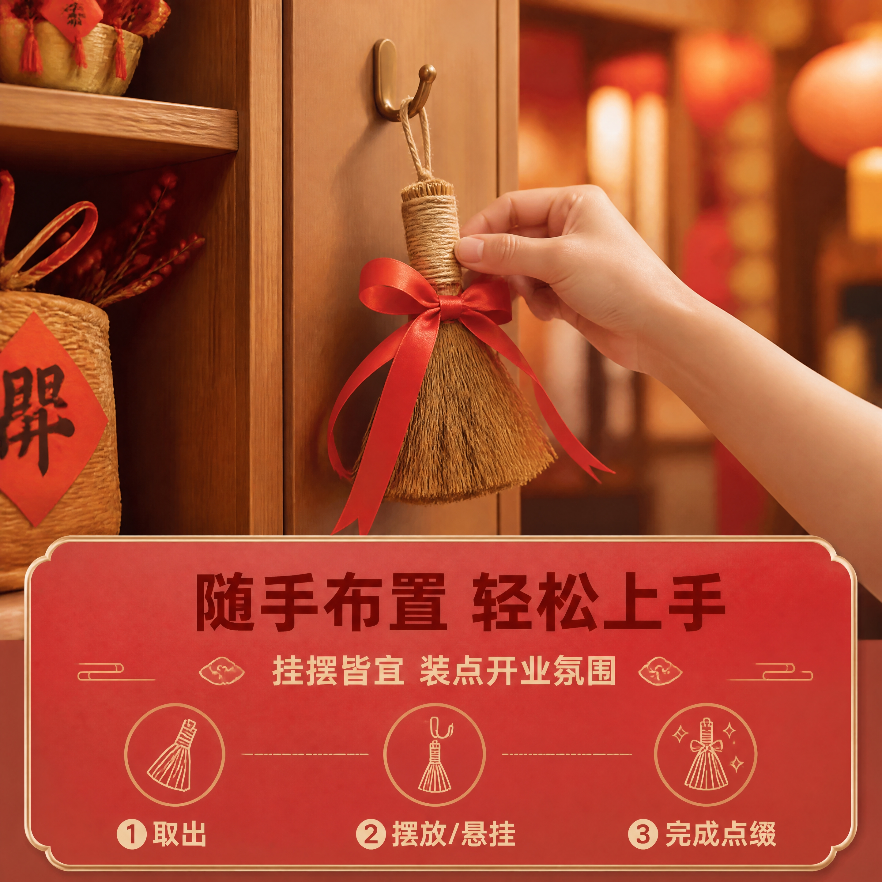 [商品] 使用【图2】稻草小毛刷捆红绳（手持款）；保留稻草材质… - 图片创意预览