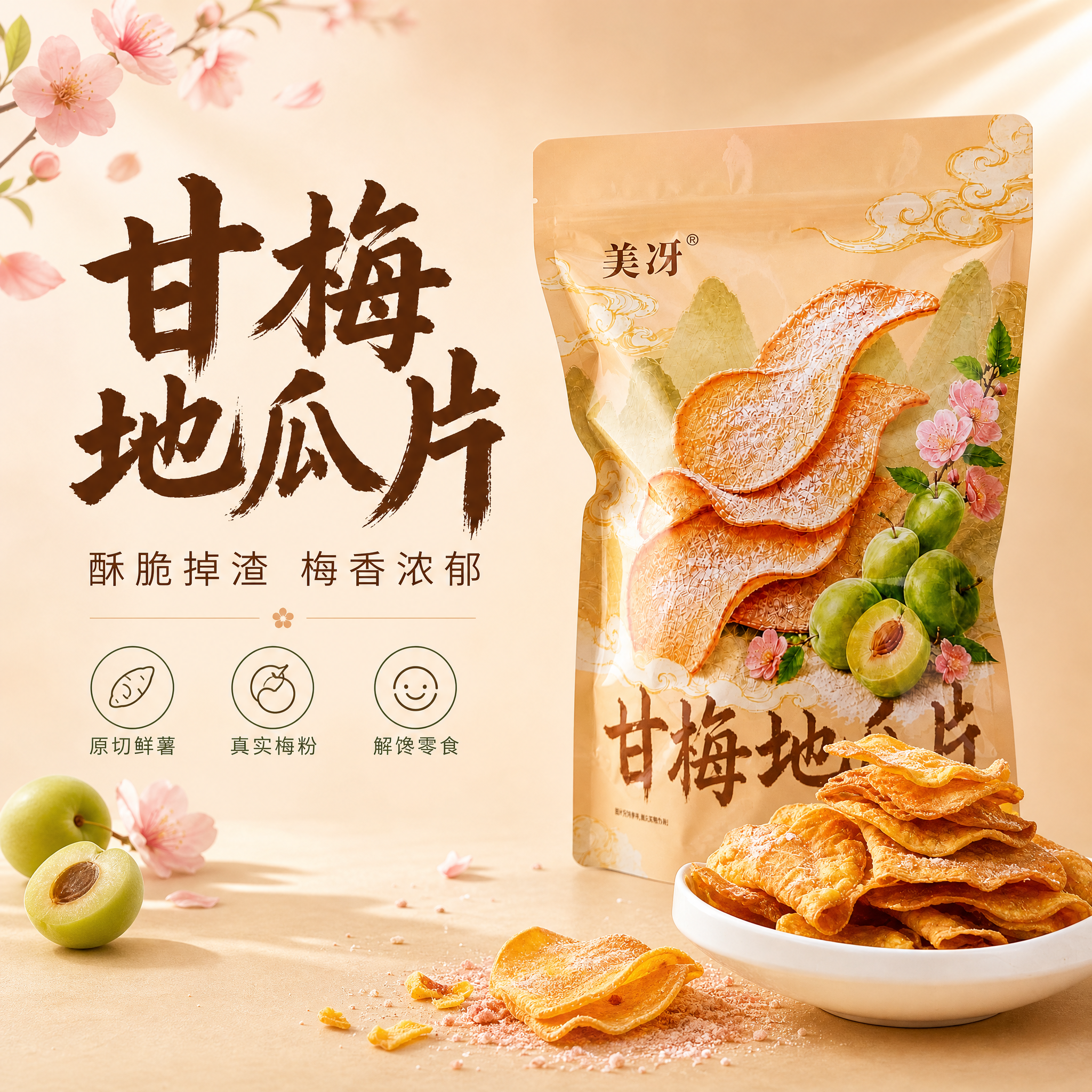 [主图-1] 美冴甘梅地瓜片 首图点击率 甘梅风味酥脆地瓜片食… - 图片创意预览