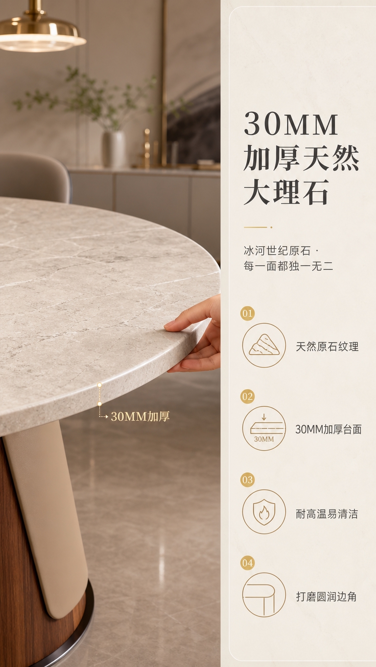 [商品] 使用【图1】DT-2844圆形大理石餐桌；重点展示台… - 图片创意预览
