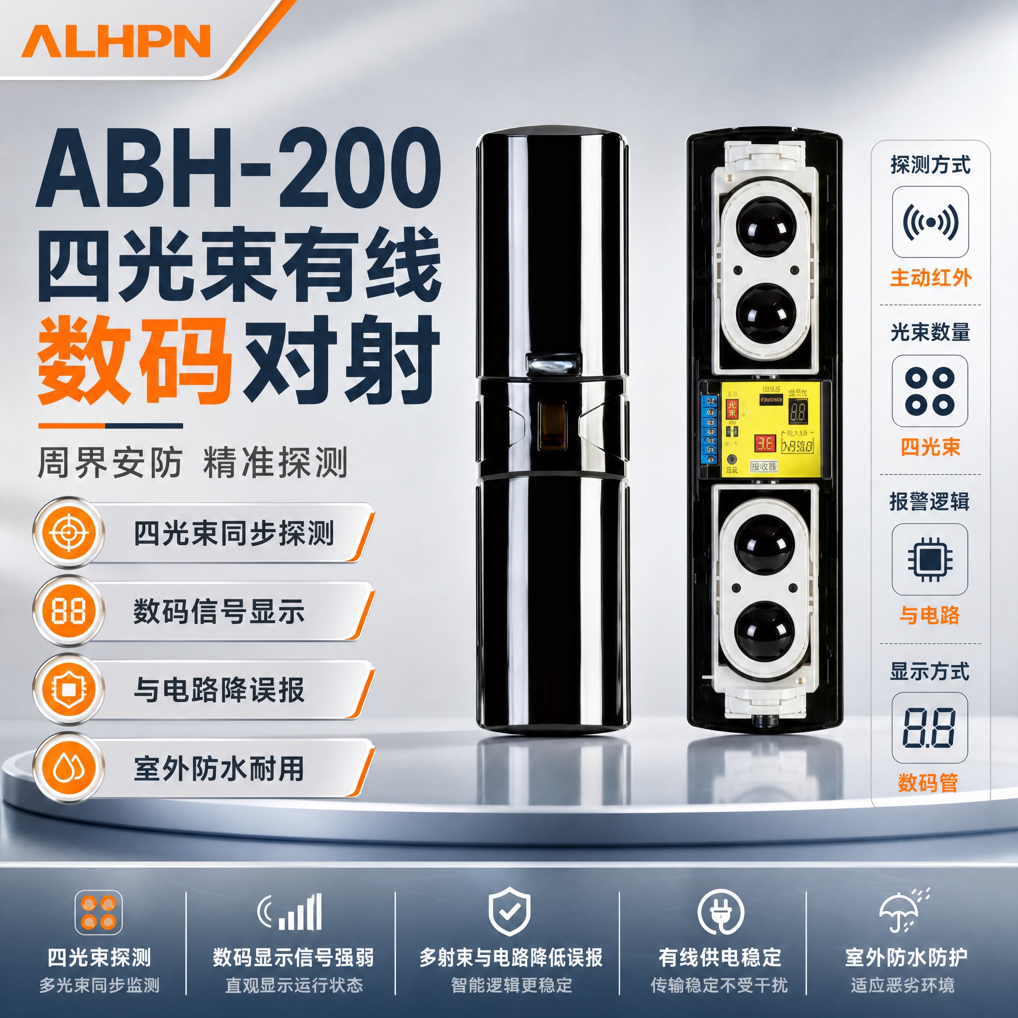 ABH-200四光束有线数码对射电商主图，品牌首图海报风格，产… - 图片创意预览