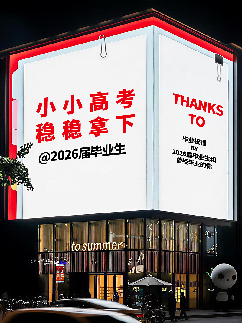 毕业高考祝福商场大屏大字实景风小红书封面
