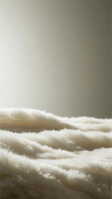 柔和渐变的背景，底部是细腻蓬松的白色绒毛质感，绒毛呈现出自然的波浪起伏形态，整体画面干净简洁，光线柔和均匀，营造出温暖舒适的氛围，色调以纯净的白色为主，无其他多余元素。预览效果