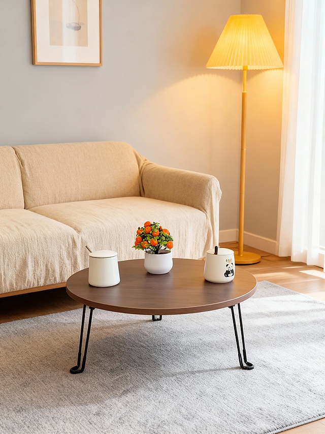 温馨的客厅摆放着茶几桌搭配些装饰