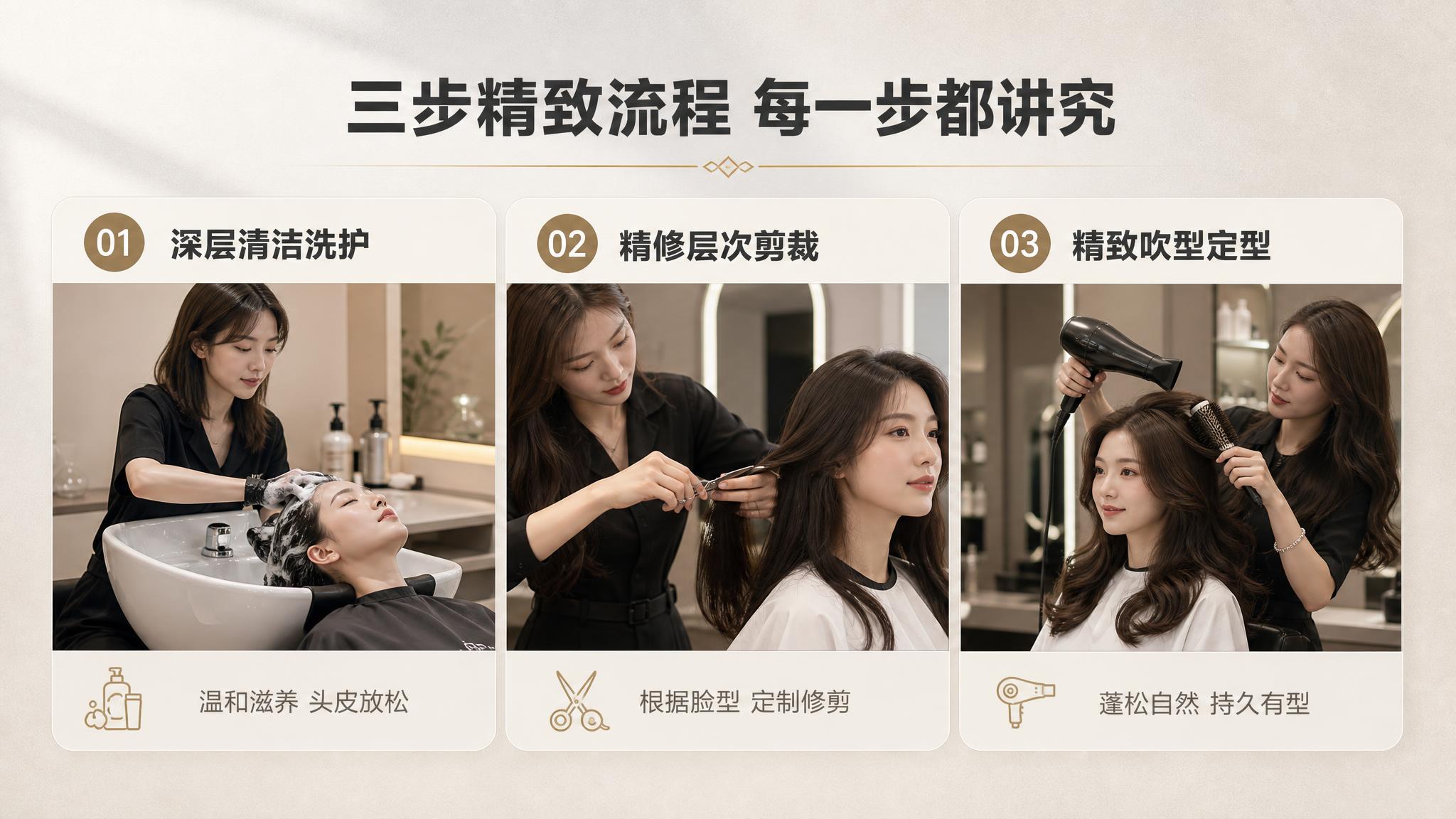 [商品] 女士精致洗剪吹到店服务；延续套系视觉风格 全部顾客为… - 图片创意预览