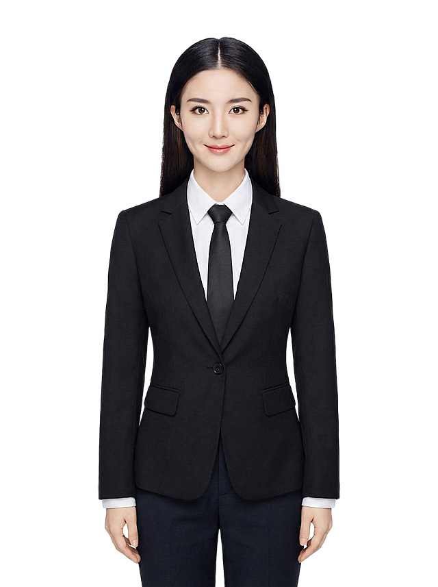 帮我生成一个全身正装的证件照，脸部不要有变化