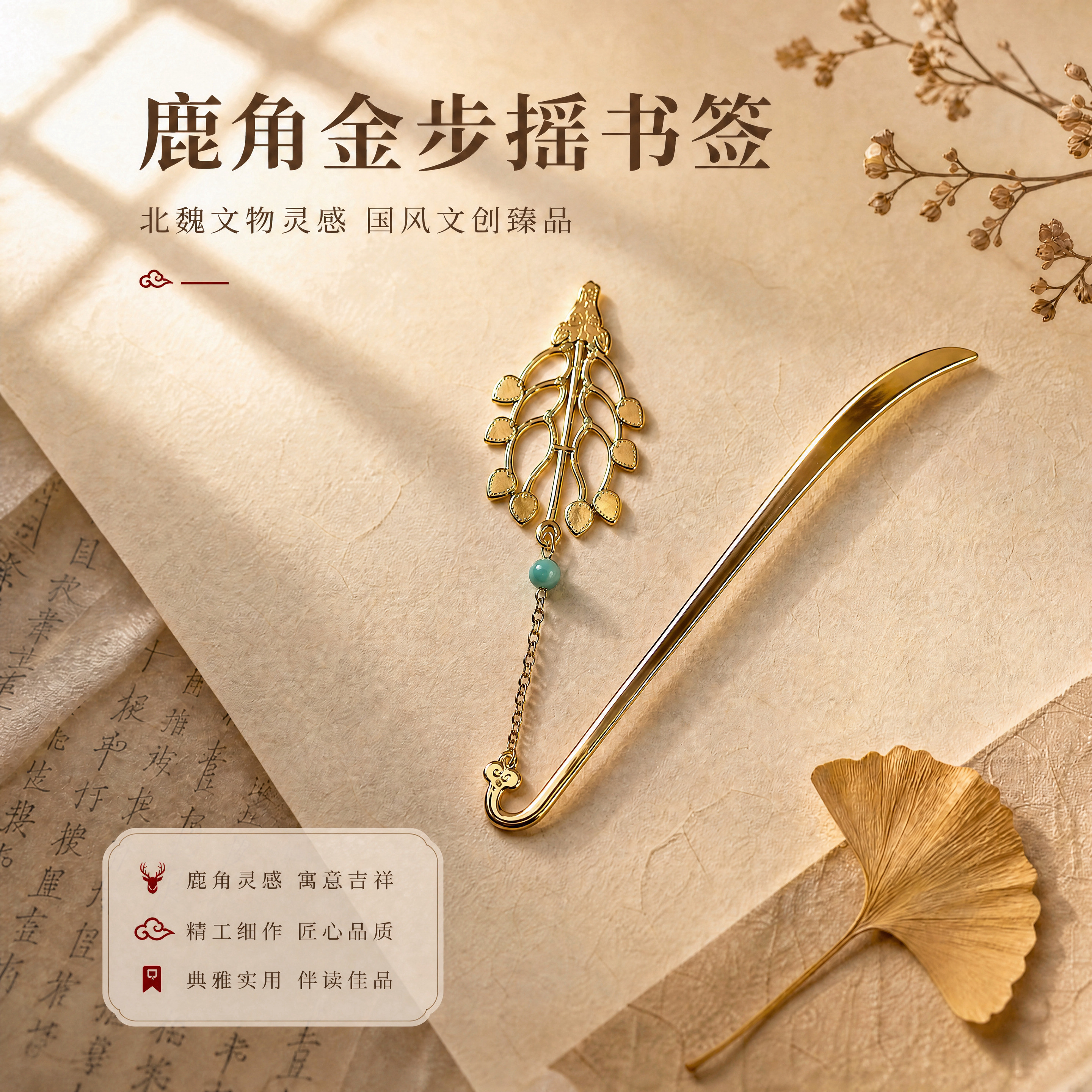 修正第一张图中金属书签弯钩处的祥云纹装饰细节，严格参考第二张图… - 图片创意预览