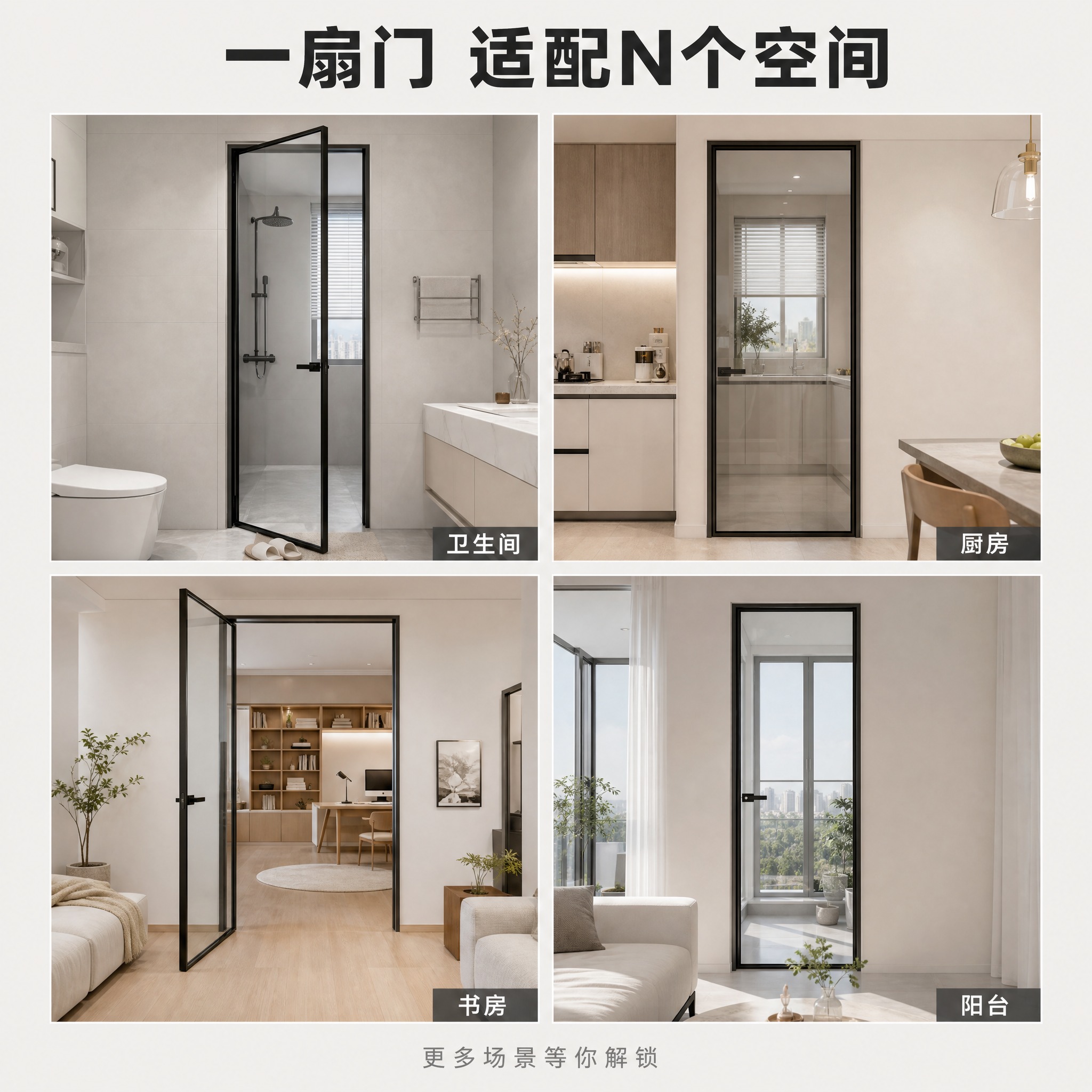 [主图-4] 极窄极简轻奢风玻璃门 多场景适配展示 [统一基调… - 图片创意预览