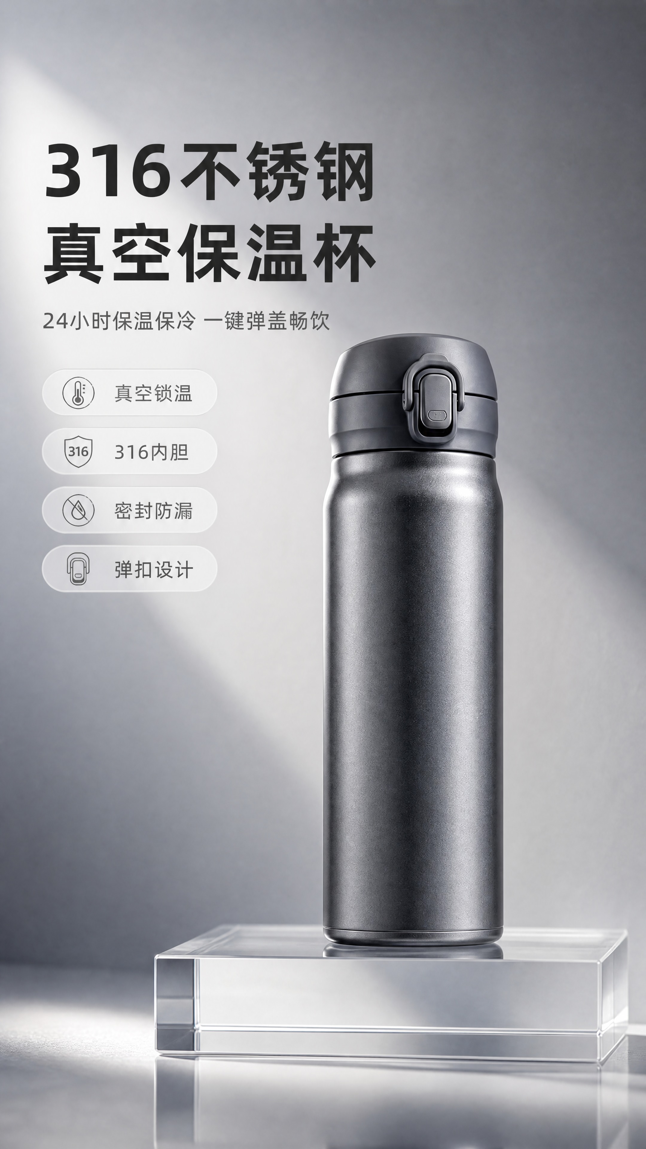 [商品] 使用【图1】深灰色哑光金属弹盖保温杯；保留弹扣锁扣盖… - 图片创意预览