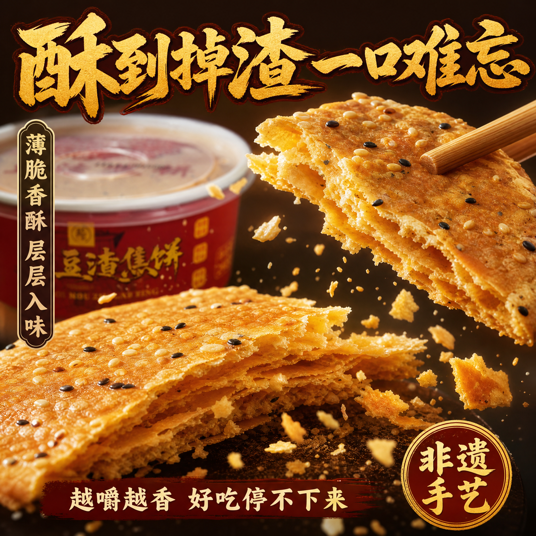 [主图-3] 细节口感 酥脆掉渣 微观种草主题。拼多多风格强视… - 图片创意预览