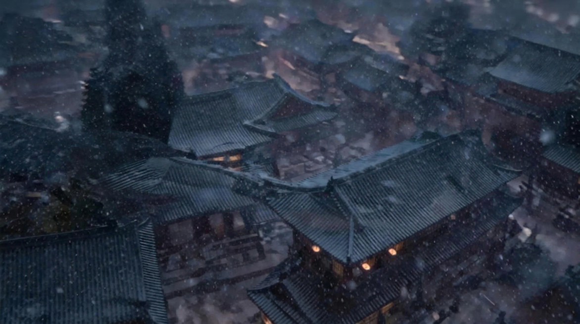 去掉图中的鸟，保留其余画面内容不变，保持雪景中古建的风格和画质预览效果