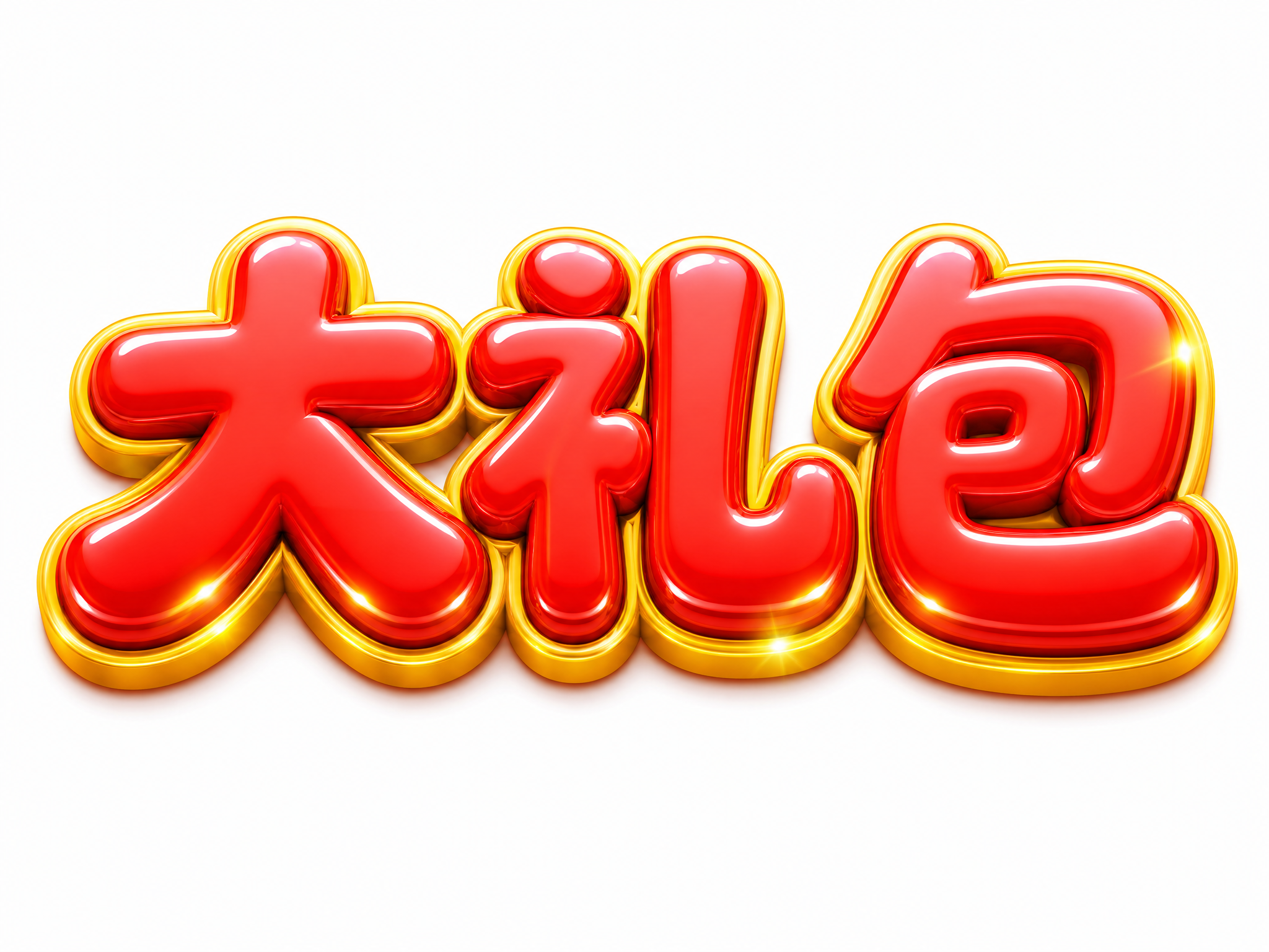 干净的纯白色背景。3D艺术字体设计，3个字主体文字"大礼包"，… - 图片创意预览