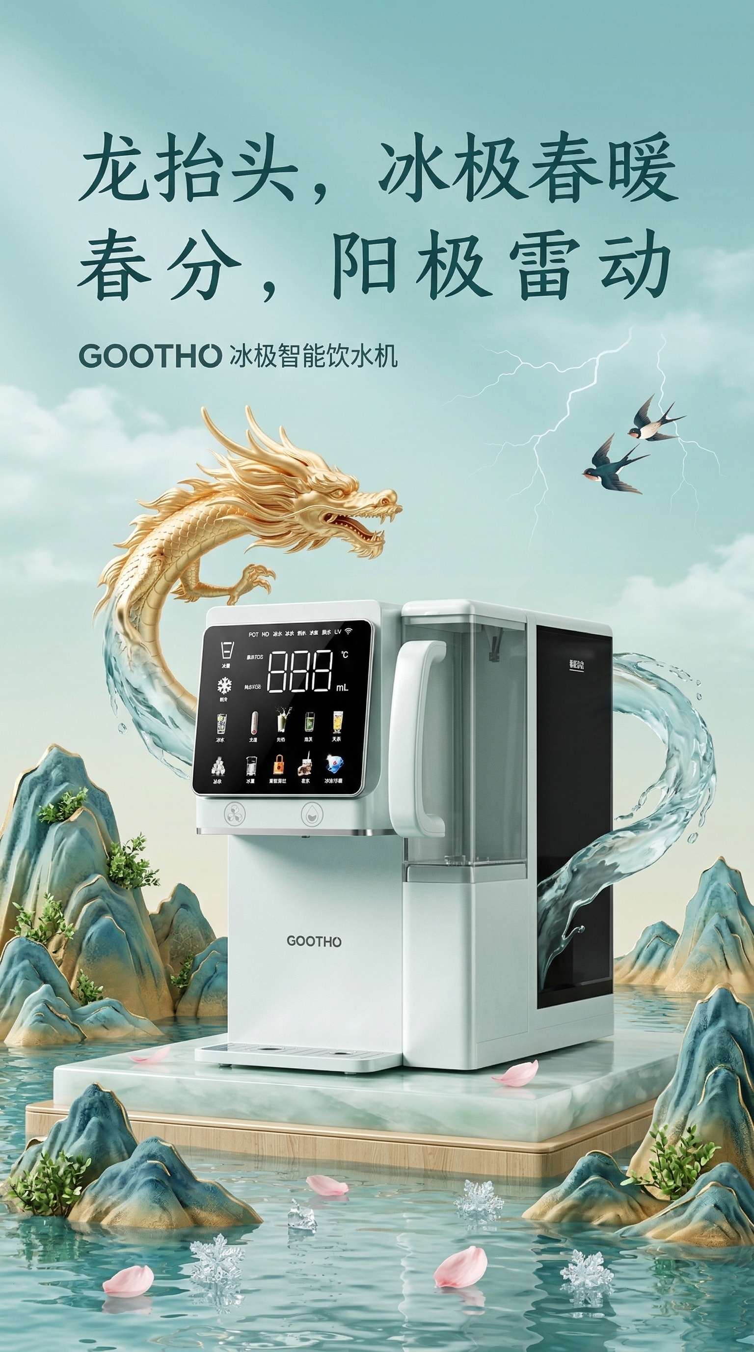 高端朋友圈海报，结合中国节气龙抬头与春分主题，主体产品是这台G… - 图片创意预览