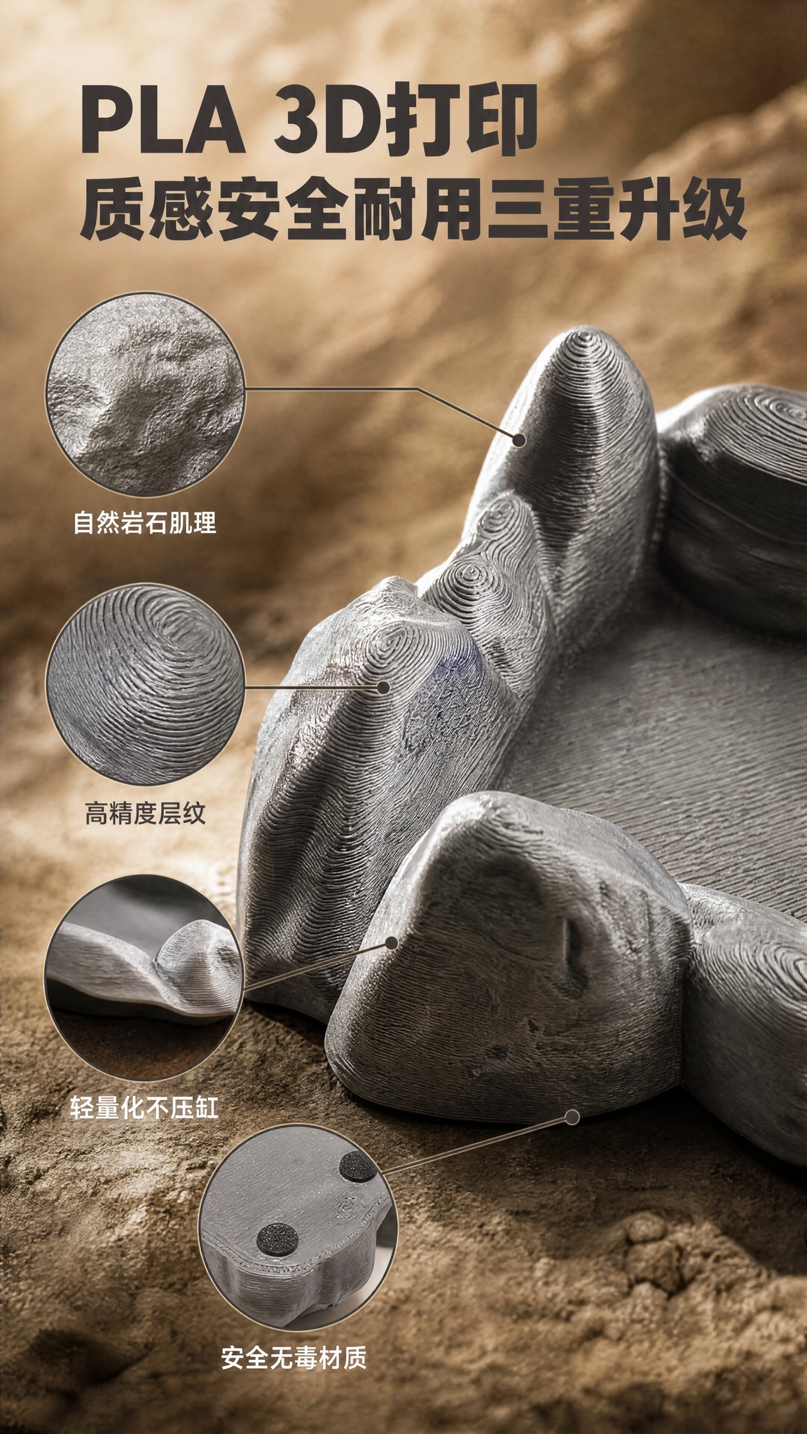 [商品] 使用【图5】峦岫款沙岩灰色浅水盆；保留山峰状岩石造型… - 图片创意预览