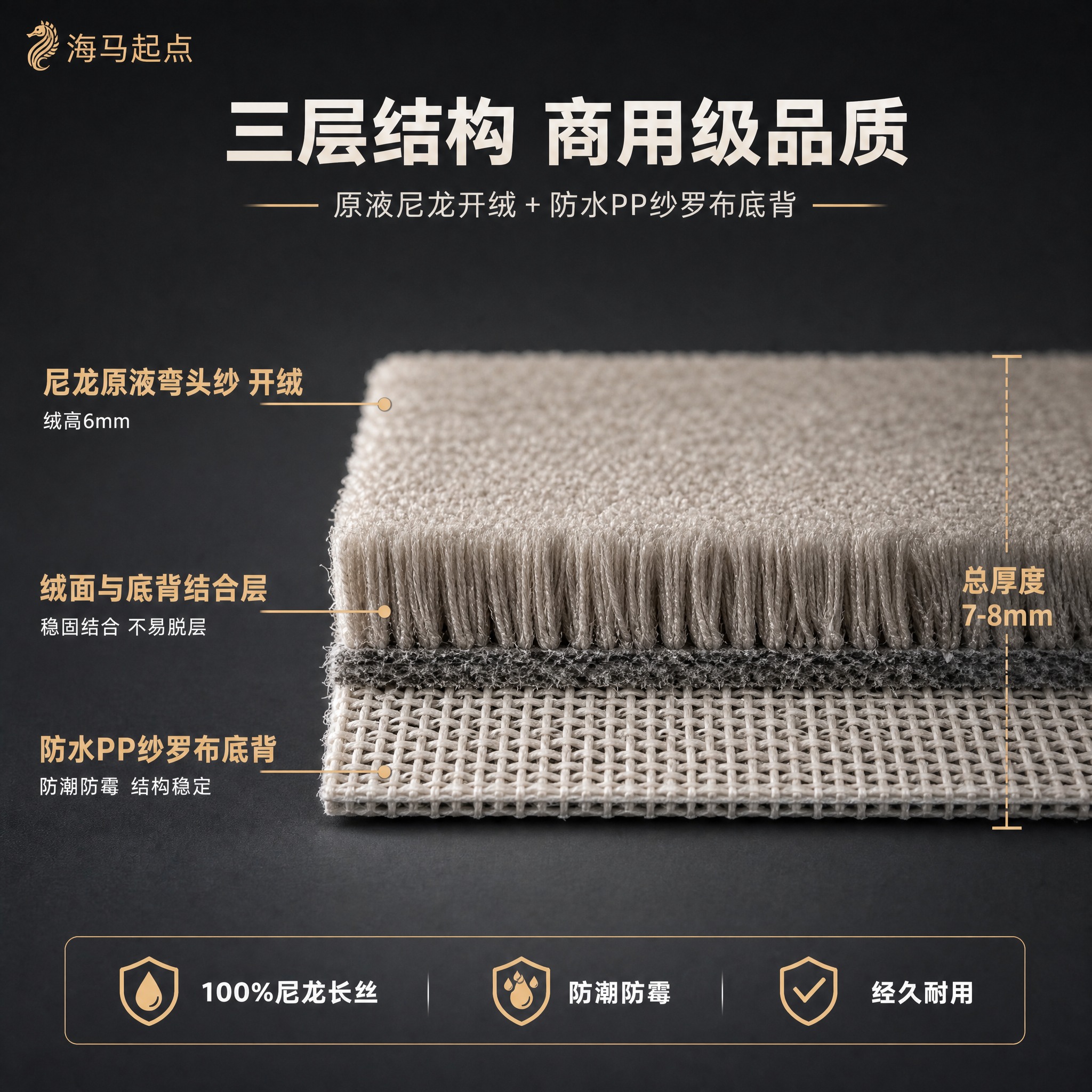[材质结构图] 产品材质剖面结构图，高端商用地毯。 [统一基调… - 图片创意预览