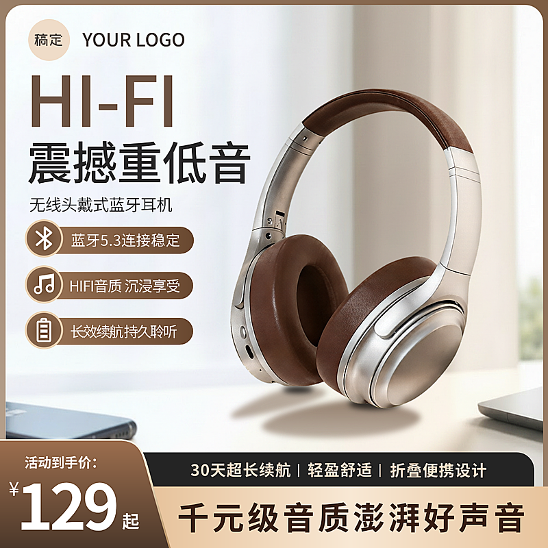 百元HIFI头戴耳机活动促销宣传电商主图
