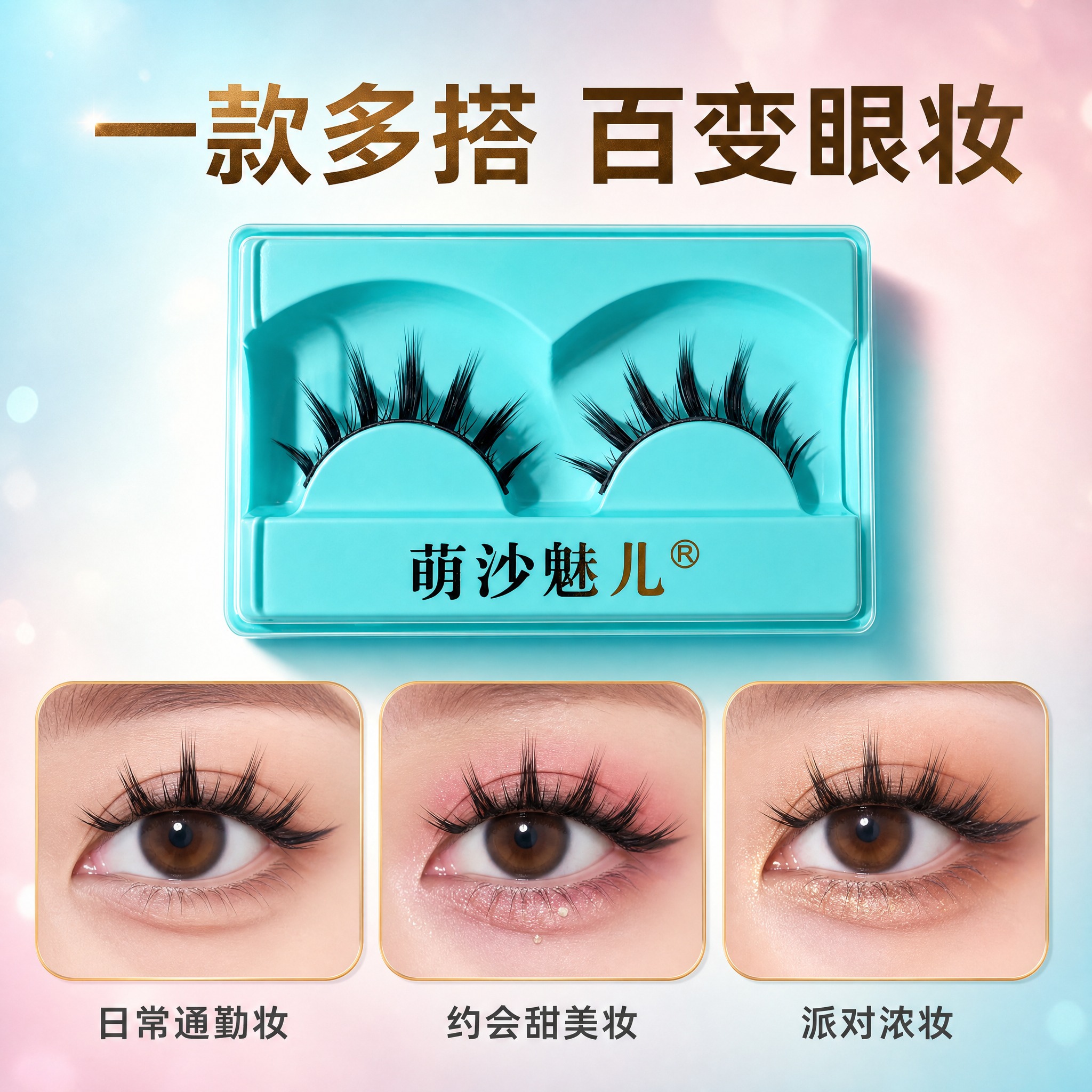 [主图-4] 萌沙魅儿7尖簇假睫毛 多场景佩戴效果展示。 [统… - 图片创意预览
