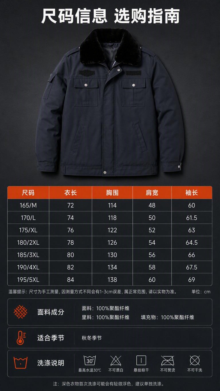 [商品] 使用【图2】黑色保安冬季棉服；商品处理：保留整体版型… - 图片创意预览