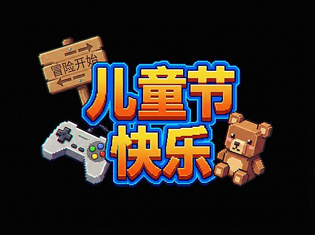 儿童节创意字体——像素/游戏/复古