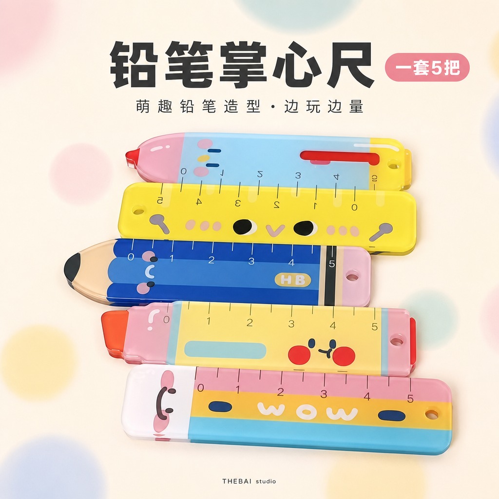 1:1方形构图，严格还原上传的THEBAI studio铅笔掌… - 图片创意预览