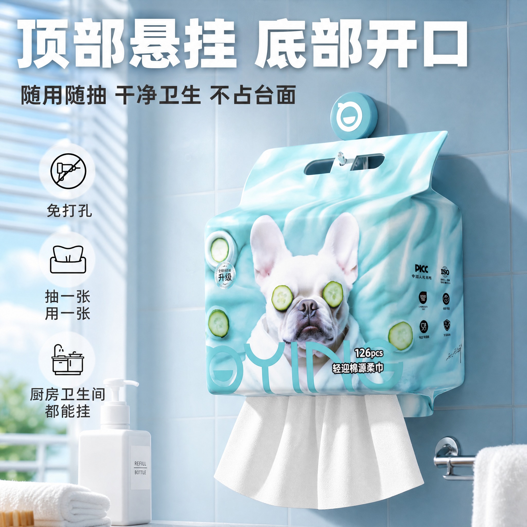 [主图-5] 轻迎棉源柔巾 加厚洗脸巾 顶部悬挂底部开口 使用… - 图片创意预览