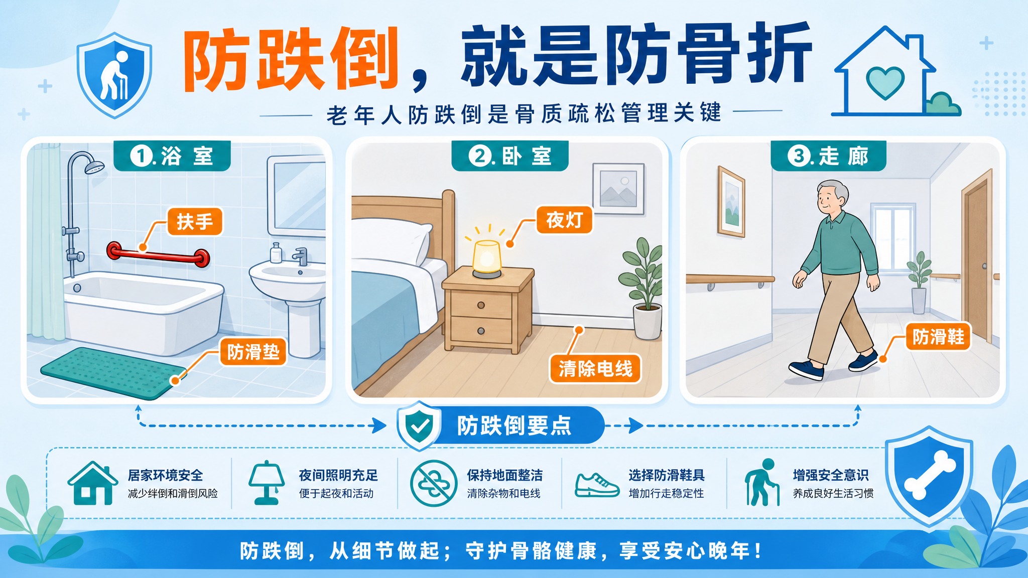 生成一张16:9横版健康科普插画（扁平医疗插画风格，淡蓝背景，… - 图片创意预览