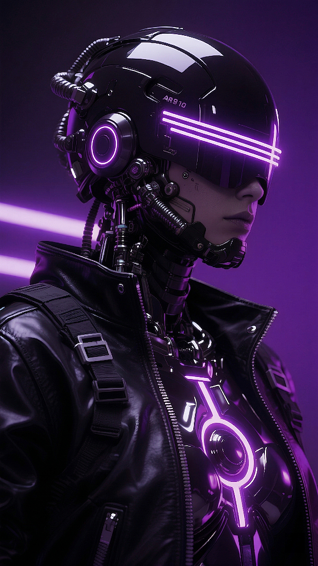 将图片整体色调调整为紫色，保持原图片所有内容和构图不变，仅修改所有红色发光部分和背景为紫色调，整体色调变为紫色