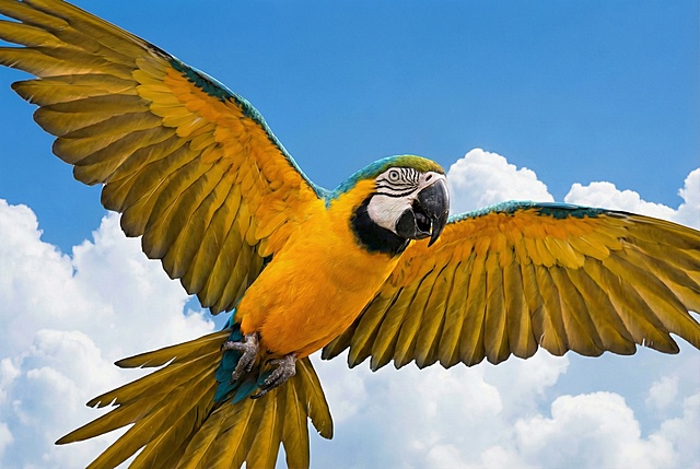 去除鹦鹉头上的飞行员头盔和护目镜，其余画面内容保持不变