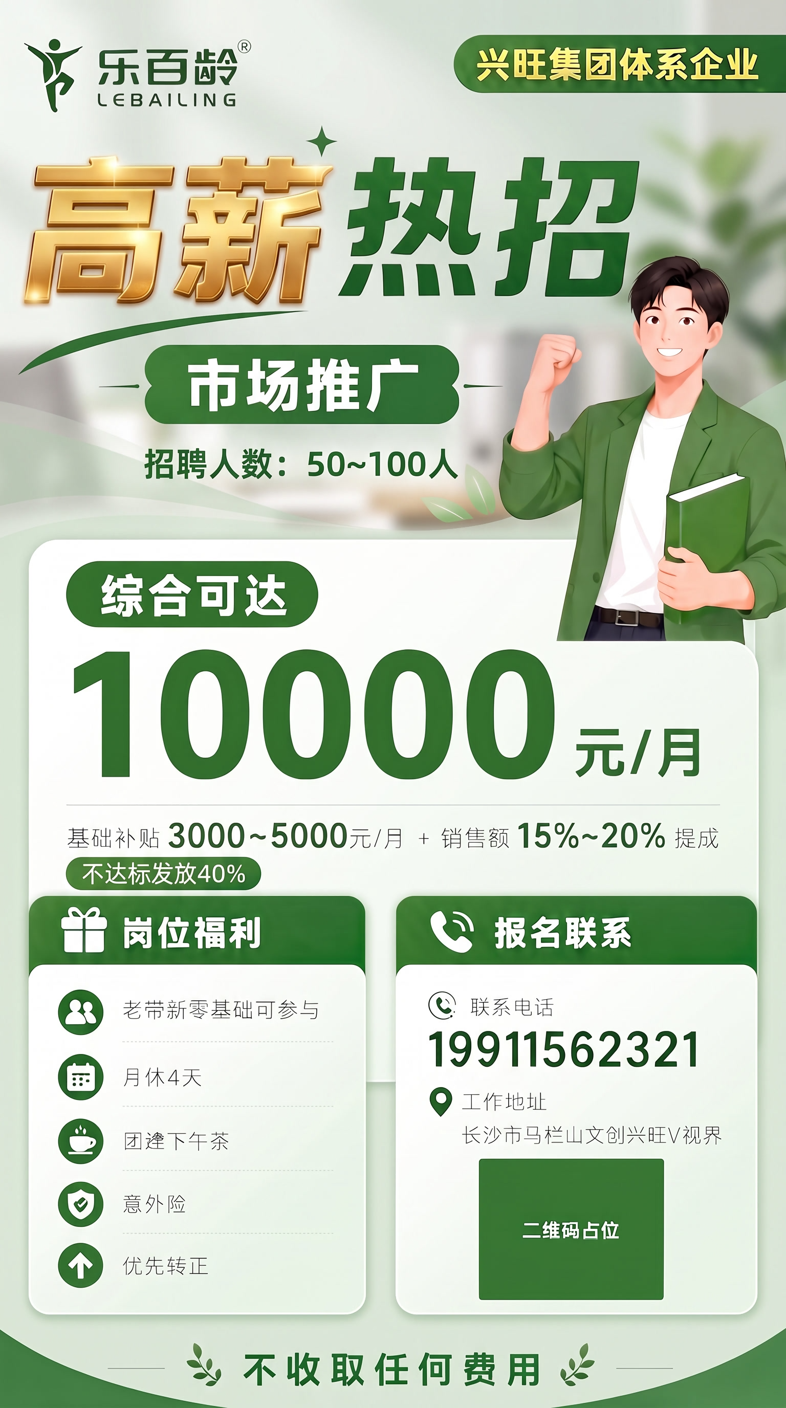 将不达发标发放40%放在左边。在市场推广下面的空白处增加：招聘… - 图片创意预览