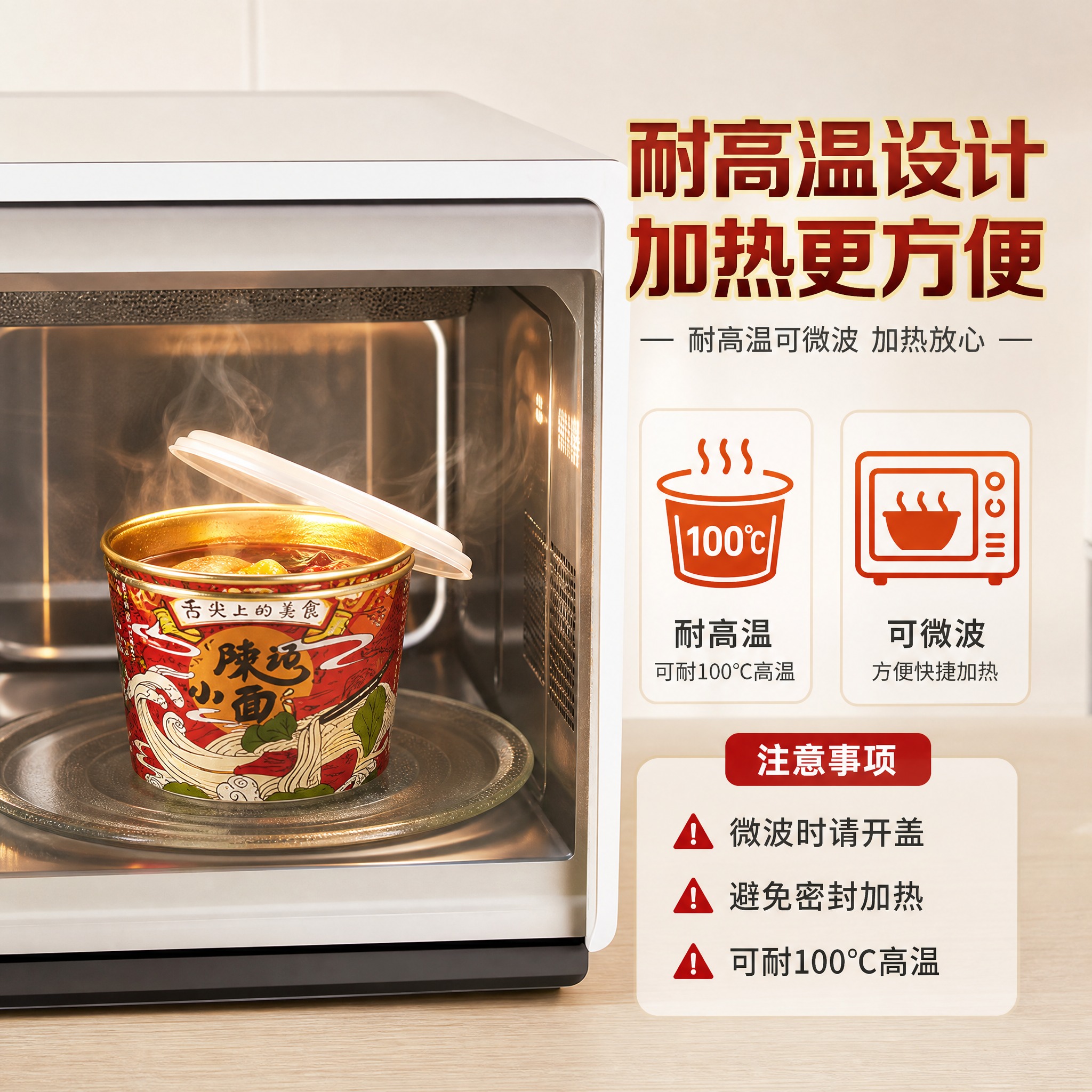 [主图-8] 耐高温可微波说明图，展示产品耐高温和可微波加热的… - 图片创意预览