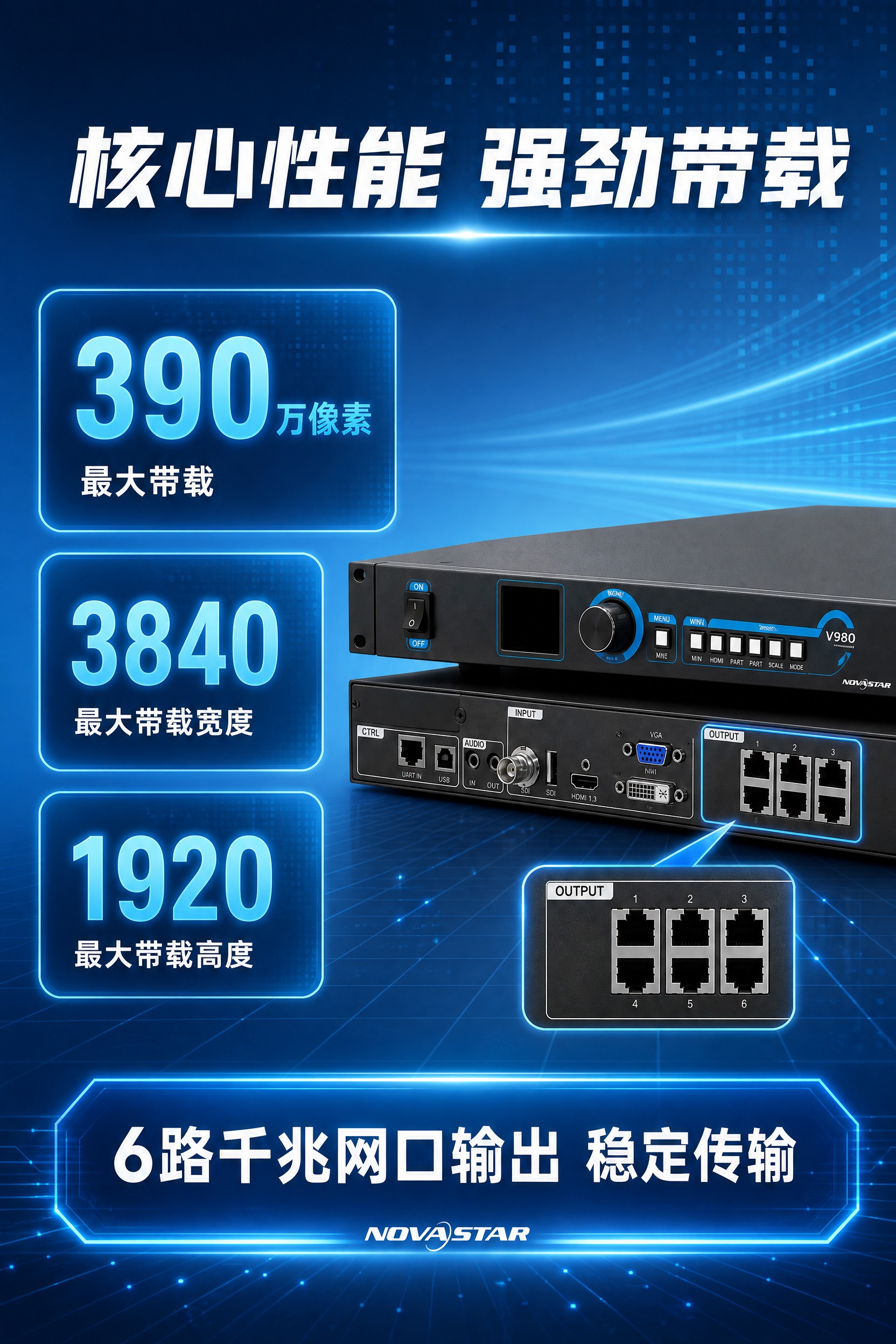 [商品] 使用产品图诺瓦V980视频处理器；保留黑色1U机架式… - 图片创意预览