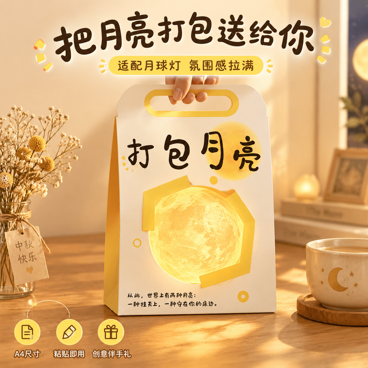 [主图-2] 主题：核心卖点证明——适配月球灯，展示手提卡纸与… - 图片创意预览