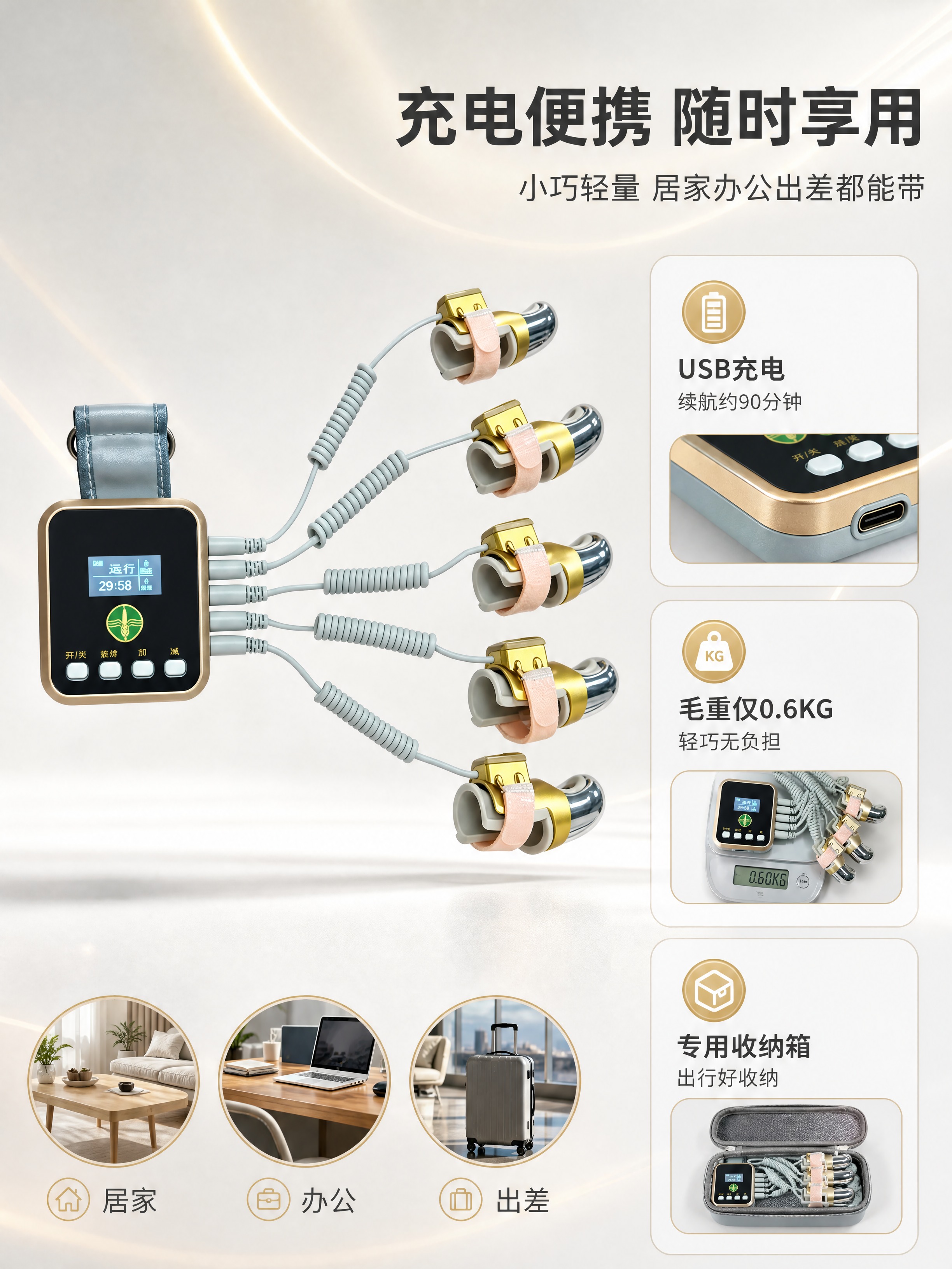 [商品] 使用【图1】腕式金刚指按摩仪；保留腕带式主机（香槟金… - 图片创意预览