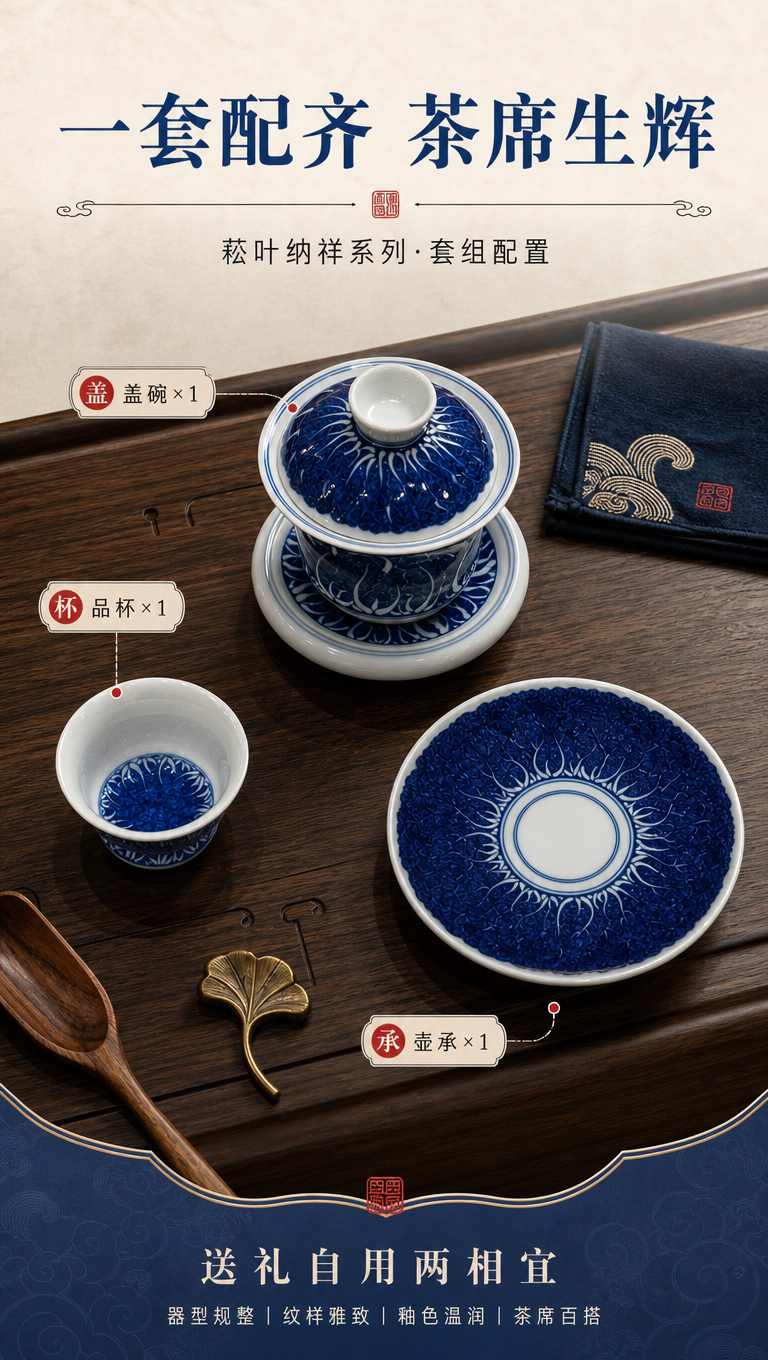 [商品] 使用【图1】青花盖碗套组；保留盖碗（盖+碗+托）、品… - 图片创意预览