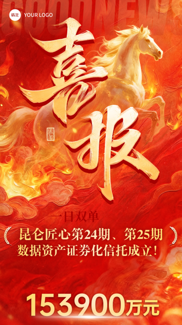 开门红金融保险业绩喜报手机海报预览效果