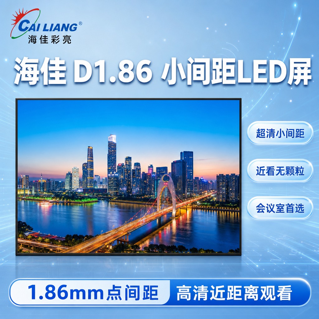 海佳D1.86 LED显示屏SKU搜索主图，淡蓝色科技风，1:… - 图片创意预览