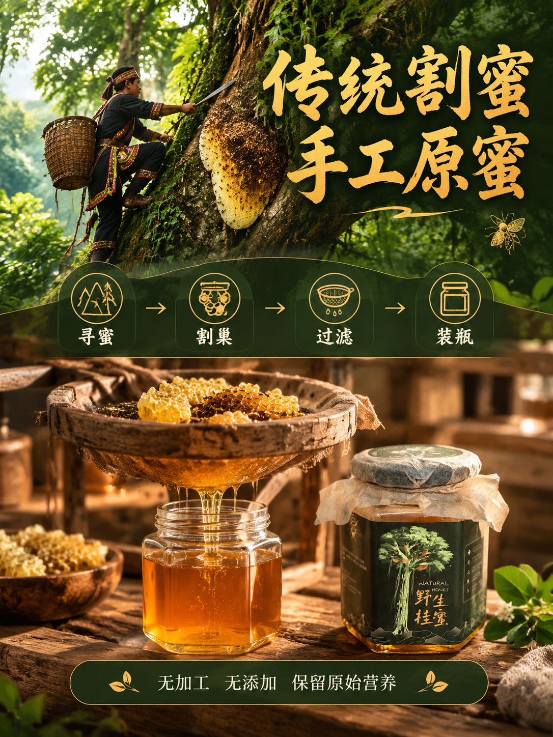 [主图-6] 传统割蜜工艺 基诺族采蜜文化 手工原蜜 [统一基… - 图片创意预览