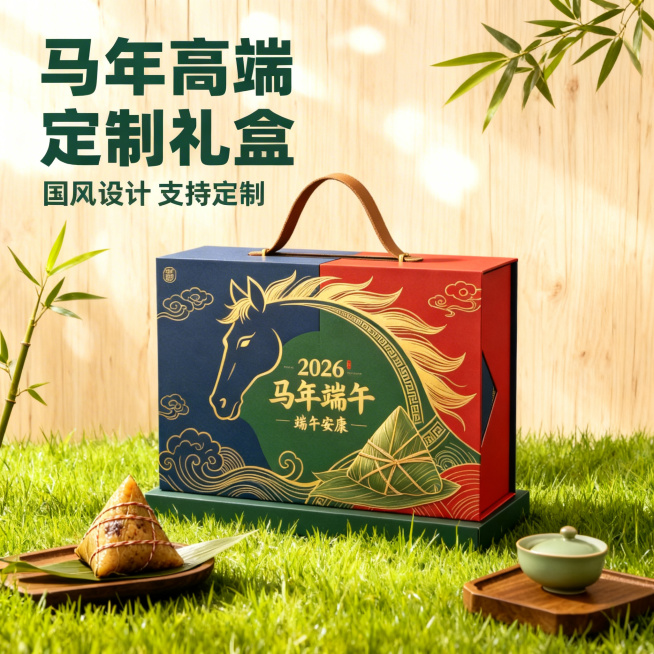 [主图 1] 马年高端定制礼盒首图场景展示
[氛围风格] 田园治愈风，自然清新氛围感。
[画面元素] 商业摄影质感，光线柔和通透，产品清晰真实，画面干净高级。马年高端定制礼盒居中放置，保留产品原有外观预览效果