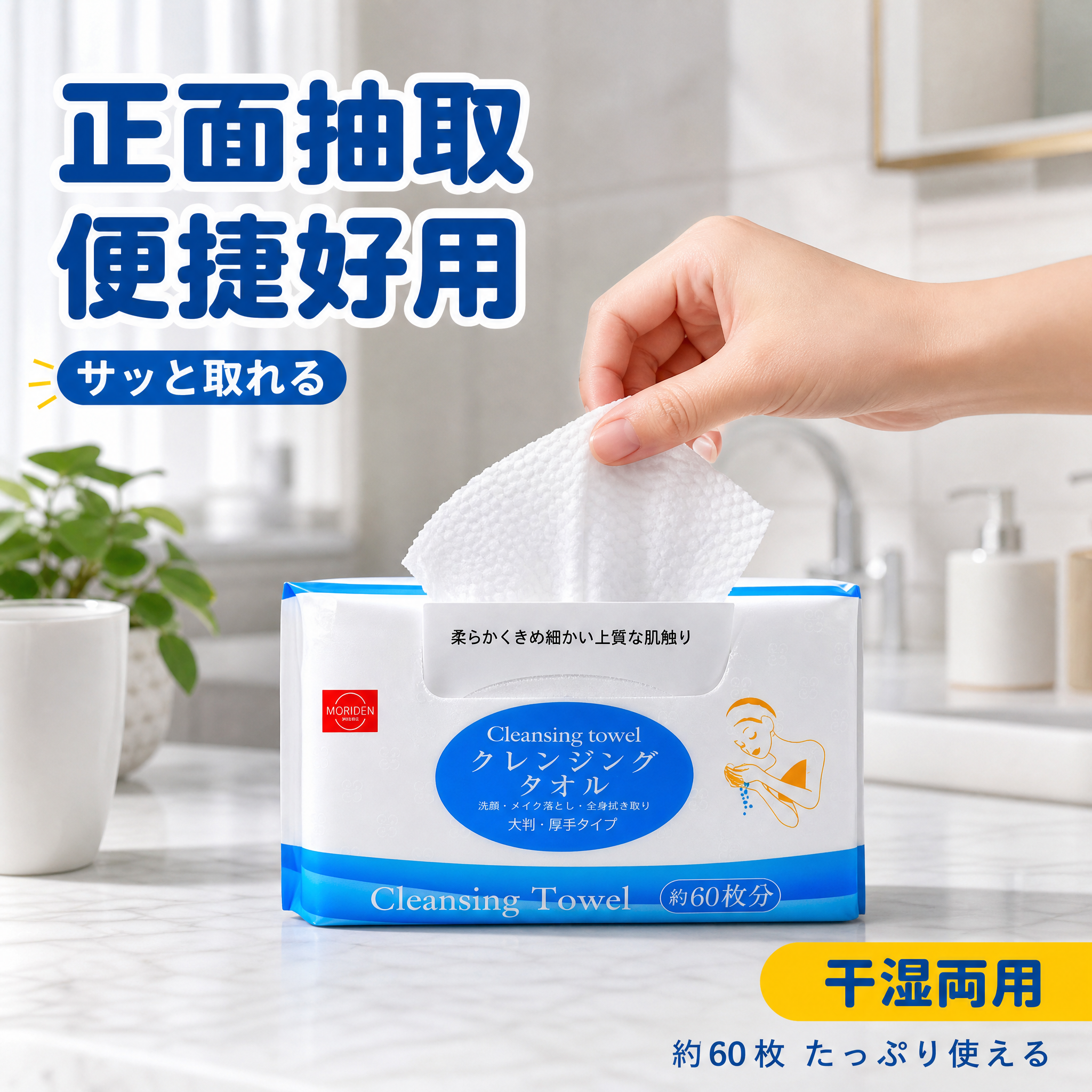 [主图-4] 真实使用场景 抽取便利。森伝洗脸巾浴室真实使用场… - 图片创意预览