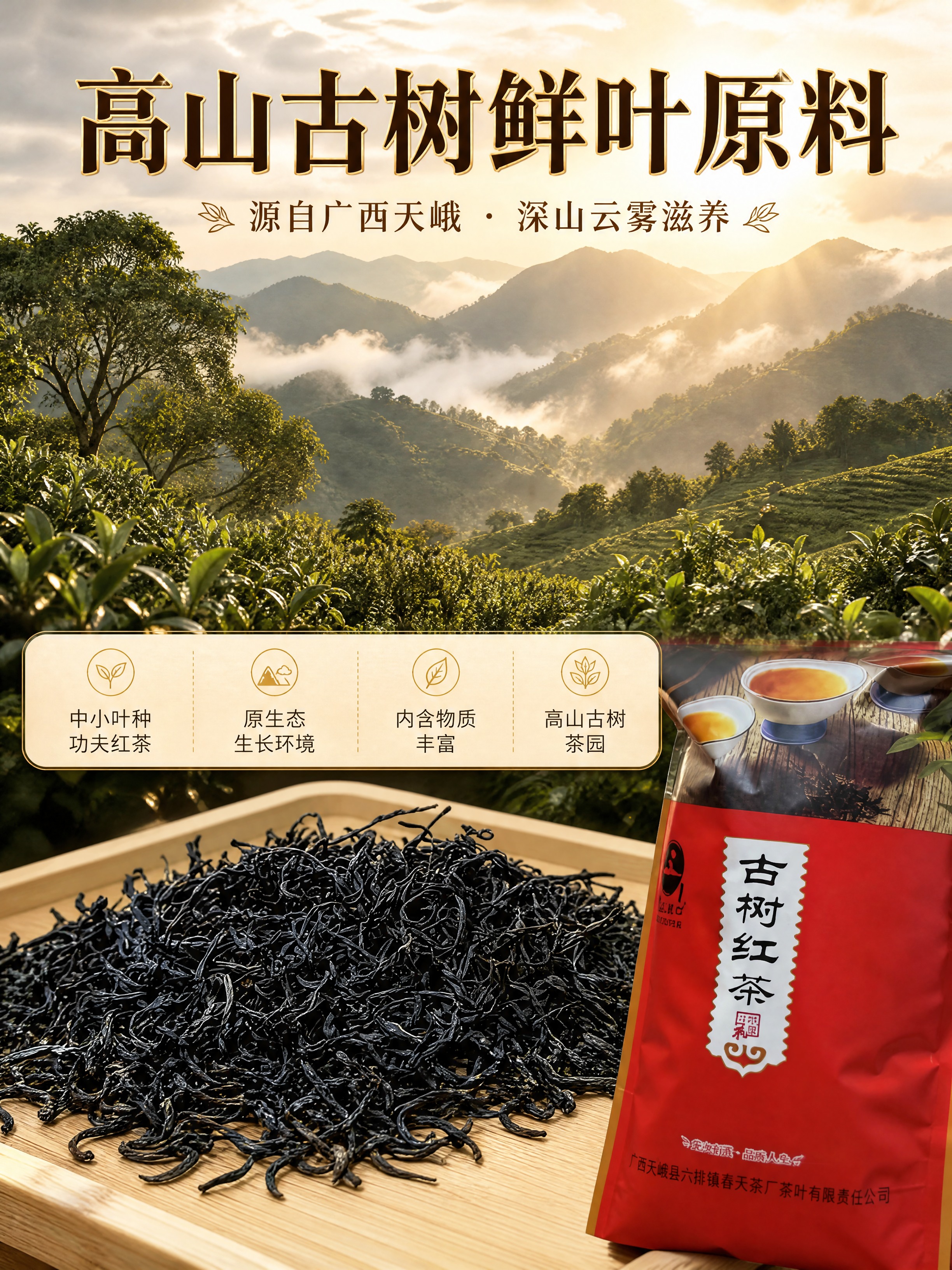 [商品] 使用【图1】干茶细节 + 包装袋局部；保留干茶乌黑细… - 图片创意预览
