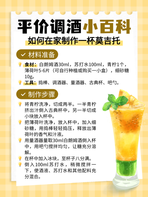 鸡尾酒调酒知识分享手账风小红书配图预览效果