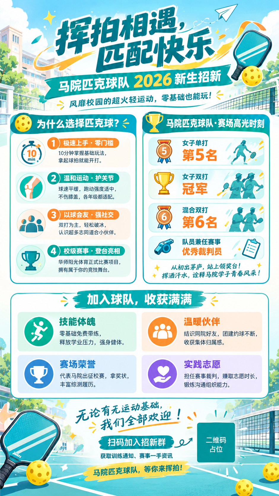 生成一张竖版 9:16（900×1600）的青春活力校园风招新… - 图片创意预览