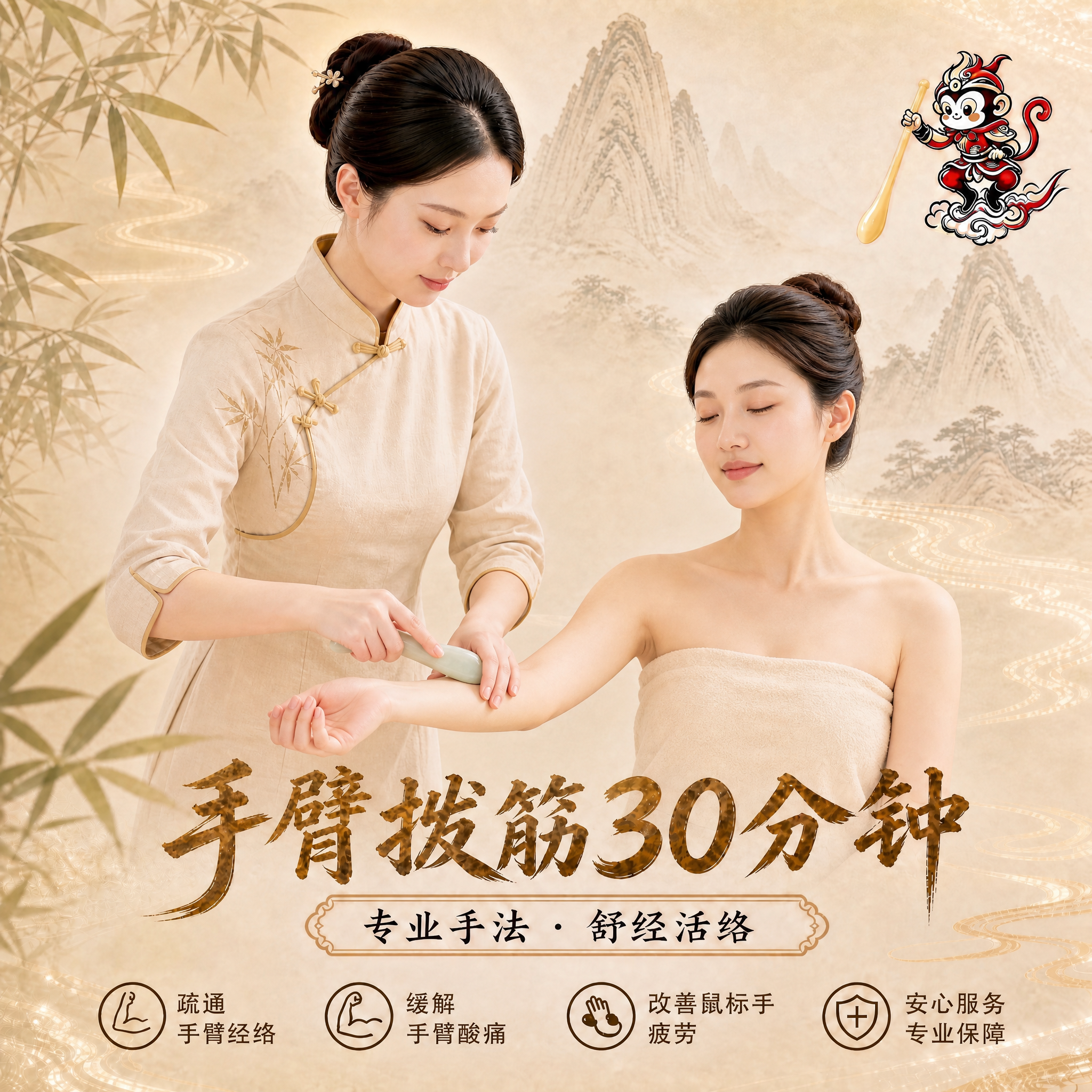 基于参考图进行修改：将顾客的姿势从趴卧改为坐立姿势，客人坐起来… - 图片创意预览