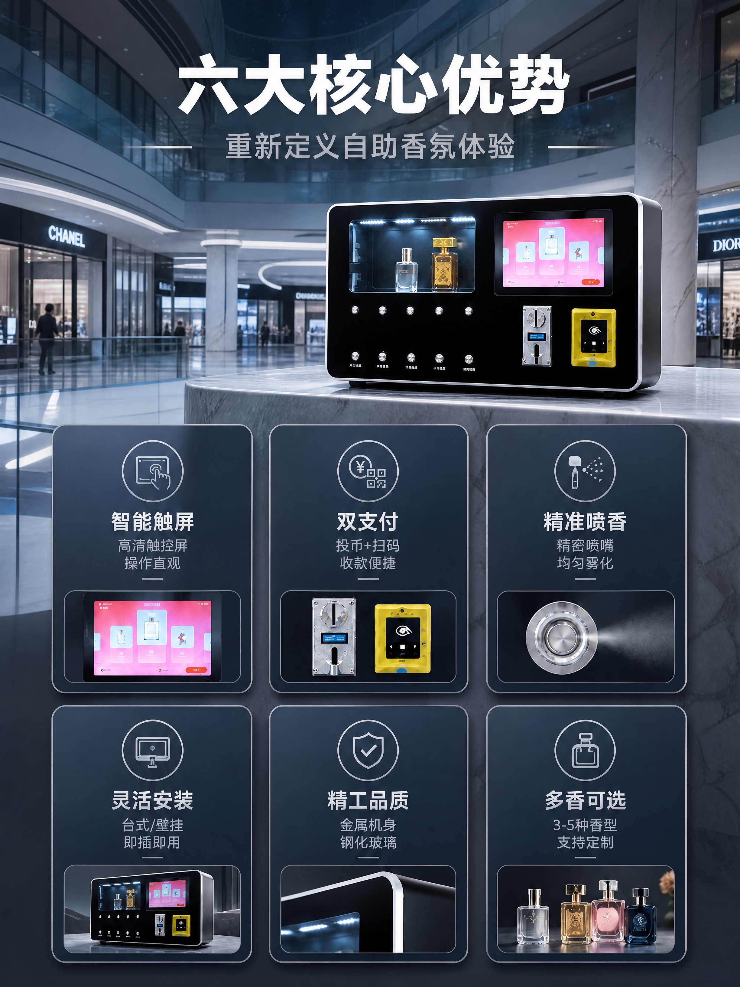 [商品] 使用【图1】台式自助香水售卖机六大核心优势详情页；保… - 图片创意预览