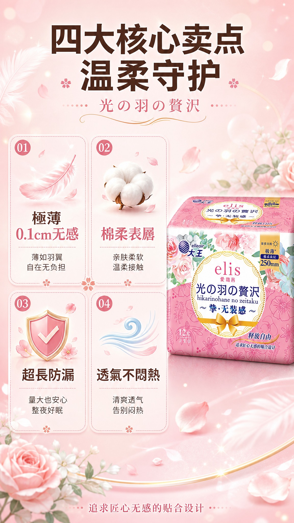 [商品] 使用250mm日用粉色款大王爱璐茜卫生巾产品图；保留… - 图片创意预览