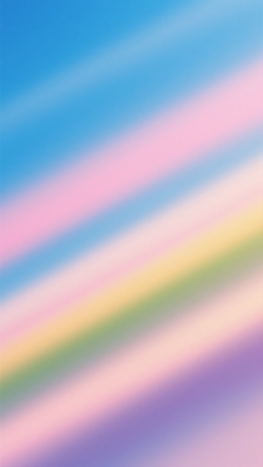 一幅具有柔和渐变效果的抽象背景图，整体呈现出由蓝色系（包括浅蓝、天蓝、湖蓝）占据主导比例（约40%），其次是粉色系（淡粉、蜜桃粉）占约25%，剩余部分由柔和的黄色、绿色和淡紫色交织而成的色彩组合。画面中色彩以倾斜的条纹状分布，色彩过渡自然流畅，具有高度的模糊虚化质感，光线柔和均匀，营造出梦幻、宁静且略带活力的氛围。整体风格偏向现代简约的数字艺术，色彩层次丰富但不刺眼，适合作为背景使用。预览效果