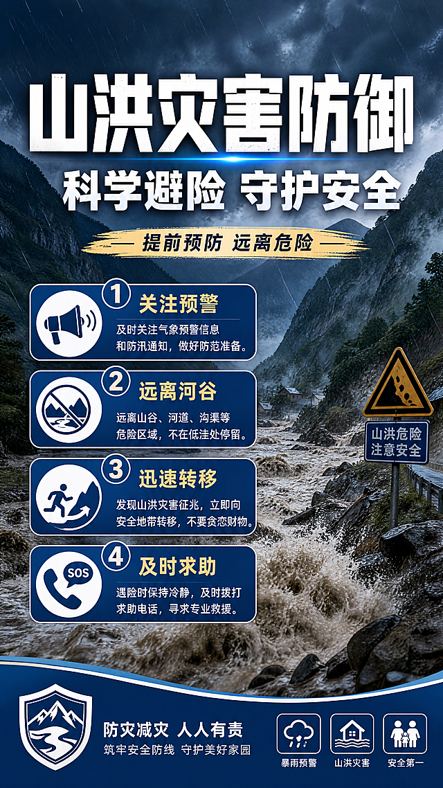 山洪灾害防御最新版海报